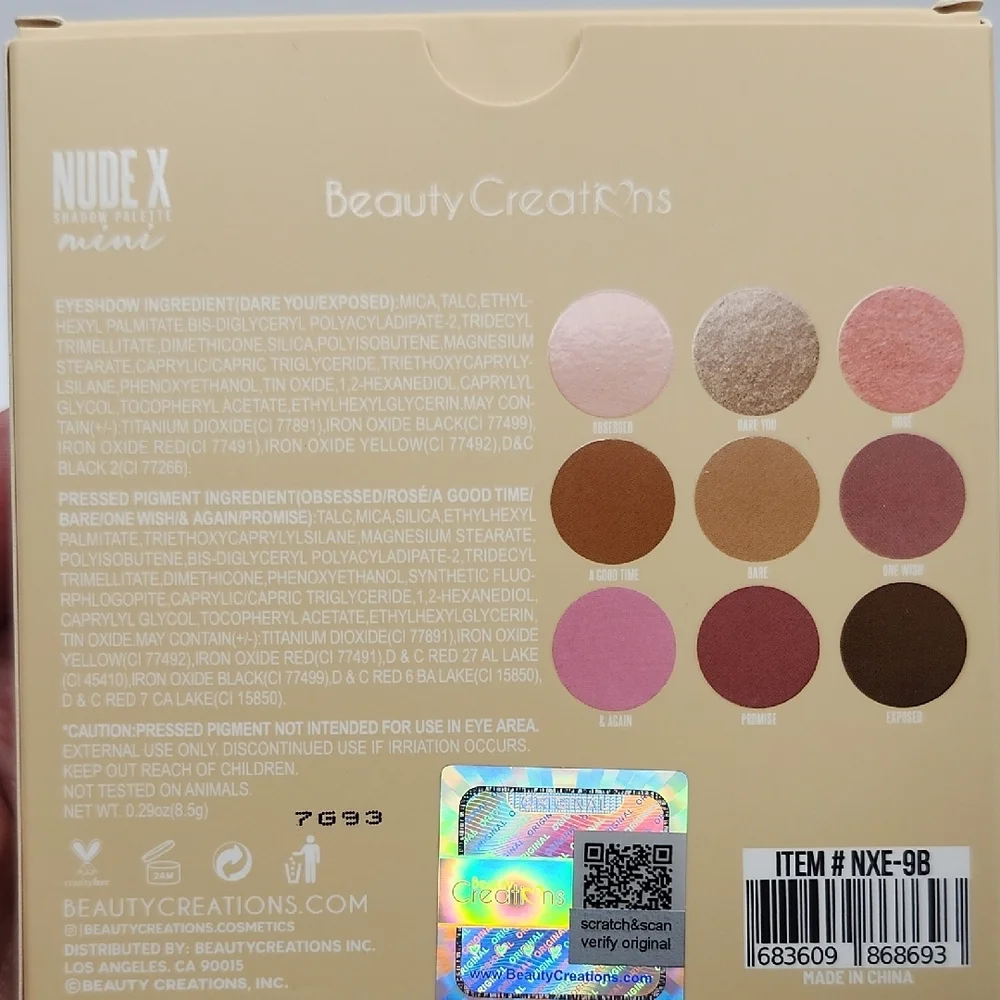 Beauty Creations Nude X Mini Shadow Palette